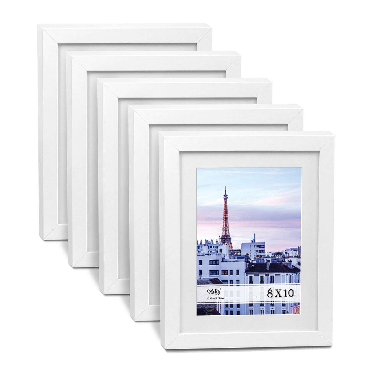 5X 7 Picture Frame w-Mat/8 X 10 without Mat - White - 5 Units